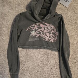 Dark Sport gray Crop Hoodie